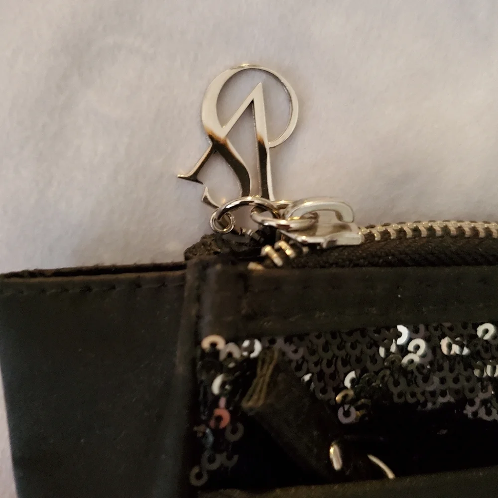 Victoria Secrets Small Black and Silver Sequin clutch